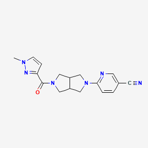 molecular formula C17H18N6O B2585221 6-[5-(1-甲基吡唑-3-羰基)-1,3,3a,4,6,6a-六氢吡咯并[3,4-c]吡咯-2-基]吡啶-3-腈 CAS No. 2415471-21-3