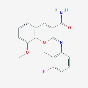 molecular formula C18H15FN2O3 B2585223 (2Z)-2-[(3-fluoro-2-methylphenyl)imino]-8-methoxy-2H-chromene-3-carboxamide CAS No. 1327168-42-2
