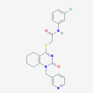molecular formula C22H21ClN4O2S B2585225 N-(3-chlorophenyl)-2-((2-oxo-1-(pyridin-3-ylmethyl)-1,2,5,6,7,8-hexahydroquinazolin-4-yl)thio)acetamide CAS No. 899987-17-8