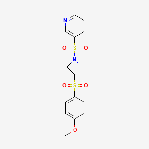 molecular formula C15H16N2O5S2 B2585231 3-((3-((4-Methoxyphenyl)sulfonyl)azetidin-1-yl)sulfonyl)pyridine CAS No. 1797086-13-5
