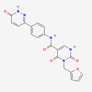 molecular formula C20H15N5O5 B2585243 3-(furan-2-ylmethyl)-N-(4-(6-hydroxypyridazin-3-yl)phenyl)-2,4-dioxo-1,2,3,4-tetrahydropyrimidine-5-carboxamide CAS No. 1396866-99-1