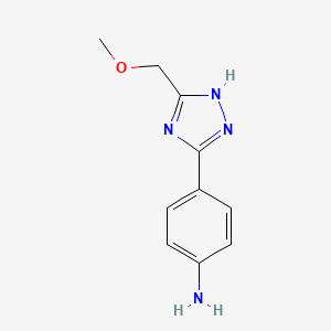 molecular formula C10H12N4O B2585293 4-(3-(methoxymethyl)-1H-1,2,4-triazol-5-yl)aniline CAS No. 1215922-82-9