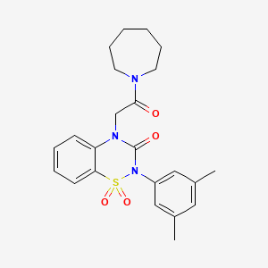 molecular formula C23H27N3O4S B2585298 4-(2-azepan-1-yl-2-oxoethyl)-2-(3,5-dimethylphenyl)-2H-1,2,4-benzothiadiazin-3(4H)-one 1,1-dioxide CAS No. 899970-72-0