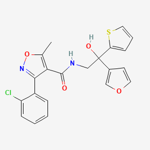 molecular formula C21H17ClN2O4S B2585302 3-(2-chlorophenyl)-N-(2-(furan-3-yl)-2-hydroxy-2-(thiophen-2-yl)ethyl)-5-methylisoxazole-4-carboxamide CAS No. 2034634-38-1