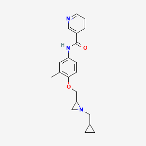 molecular formula C20H23N3O2 B2585309 N-[4-[[1-(Cyclopropylmethyl)aziridin-2-yl]methoxy]-3-methylphenyl]pyridine-3-carboxamide CAS No. 2418709-80-3