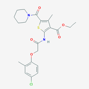 molecular formula C23H27ClN2O5S B258531 Ethyl 2-{[(4-chloro-2-methylphenoxy)acetyl]amino}-4-methyl-5-(piperidin-1-ylcarbonyl)thiophene-3-carboxylate 