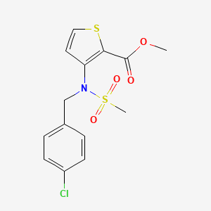 molecular formula C14H14ClNO4S2 B2585310 Methyl 3-[(4-chlorobenzyl)(methylsulfonyl)amino]thiophene-2-carboxylate CAS No. 892283-31-7