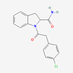 molecular formula C17H15ClN2O2 B2585312 1-(2-(4-Chlorophenyl)acetyl)indoline-2-carboxamide CAS No. 1099656-86-6