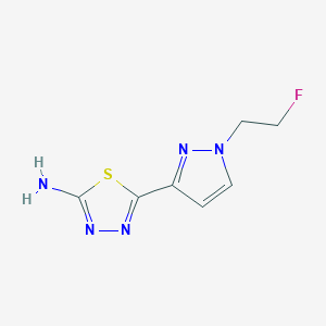 molecular formula C7H8FN5S B2585314 5-[1-(2-Fluoroethyl)pyrazol-3-yl]-1,3,4-thiadiazol-2-amine CAS No. 1946812-74-3