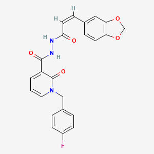 molecular formula C23H18FN3O5 B2585326 (Z)-N'-(3-(benzo[d][1,3]dioxol-5-yl)acryloyl)-1-(4-fluorobenzyl)-2-oxo-1,2-dihydropyridine-3-carbohydrazide CAS No. 1105210-84-1
