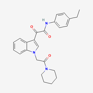 molecular formula C25H27N3O3 B2585329 N-(4-ethylphenyl)-2-oxo-2-[1-(2-oxo-2-piperidin-1-ylethyl)indol-3-yl]acetamide CAS No. 872861-54-6