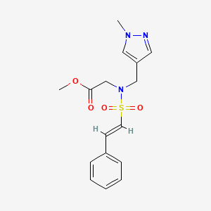 molecular formula C16H19N3O4S B2585345 methyl 2-[(1-methylpyrazol-4-yl)methyl-[(E)-2-phenylethenyl]sulfonylamino]acetate CAS No. 1312006-20-4