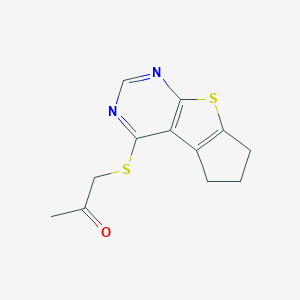 molecular formula C12H12N2OS2 B258535 1-(6,7-dihydro-5H-cyclopenta[4,5]thieno[2,3-d]pyrimidin-4-ylsulfanyl)acetone 