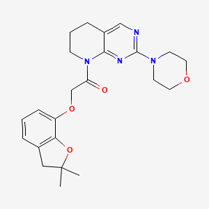 molecular formula C23H28N4O4 B2585360 2-((2,2-dimethyl-2,3-dihydrobenzofuran-7-yl)oxy)-1-(2-morpholino-6,7-dihydropyrido[2,3-d]pyrimidin-8(5H)-yl)ethan-1-one CAS No. 2178771-52-1
