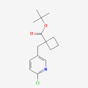 molecular formula C15H20ClNO2 B2585367 Tert-butyl 1-[(6-chloropyridin-3-yl)methyl]cyclobutane-1-carboxylate CAS No. 2504203-03-4