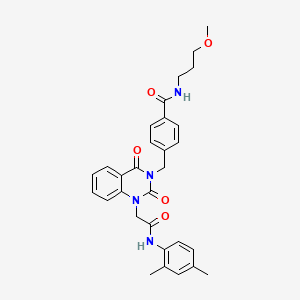 molecular formula C30H32N4O5 B2585369 4-((1-(2-((2,4-dimethylphenyl)amino)-2-oxoethyl)-2,4-dioxo-1,2-dihydroquinazolin-3(4H)-yl)methyl)-N-(3-methoxypropyl)benzamide CAS No. 899920-81-1