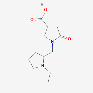 molecular formula C12H20N2O3 B2585375 1-[(1-Ethylpyrrolidin-2-yl)methyl]-5-oxopyrrolidine-3-carboxylic acid CAS No. 953750-52-2