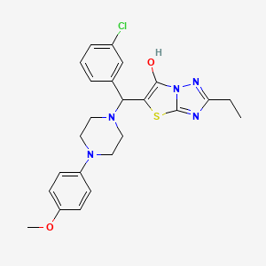 molecular formula C24H26ClN5O2S B2585382 5-((3-Chlorophenyl)(4-(4-methoxyphenyl)piperazin-1-yl)methyl)-2-ethylthiazolo[3,2-b][1,2,4]triazol-6-ol CAS No. 898368-24-6