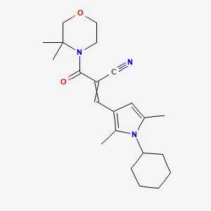 molecular formula C22H31N3O2 B2585388 3-(1-环己基-2,5-二甲基-1H-吡咯-3-基)-2-(3,3-二甲基吗啉-4-羰基)丙-2-烯腈 CAS No. 1424753-45-6