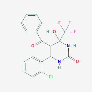 molecular formula C18H14ClF3N2O3 B258540 5-benzoyl-6-(2-chlorophenyl)-4-hydroxy-4-(trifluoromethyl)tetrahydropyrimidin-2(1H)-one 