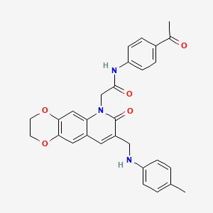 molecular formula C29H27N3O5 B2585405 N-(4-乙酰苯基)-2-(7-氧代-8-((对甲苯氨基)甲基)-2,3-二氢-[1,4]二氧杂环[2,3-g]喹啉-6(7H)-基)乙酰胺 CAS No. 932308-83-3