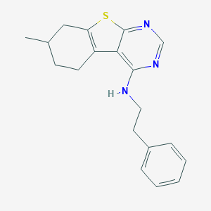 molecular formula C19H21N3S B258541 7-methyl-N-(2-phenylethyl)-5,6,7,8-tetrahydro[1]benzothieno[2,3-d]pyrimidin-4-amine 
