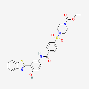 molecular formula C27H26N4O6S2 B2585410 4-((4-((3-(苯并[d]噻唑-2-基)-4-羟苯基)氨基羰基)苯基)磺酰基)哌嗪-1-羧酸乙酯 CAS No. 477557-48-5