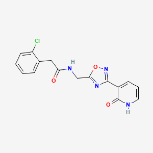 molecular formula C16H13ClN4O3 B2585412 2-(2-氯苯基)-N-((3-(2-氧代-1,2-二氢吡啶-3-基)-1,2,4-恶二唑-5-基)甲基)乙酰胺 CAS No. 2034274-84-3