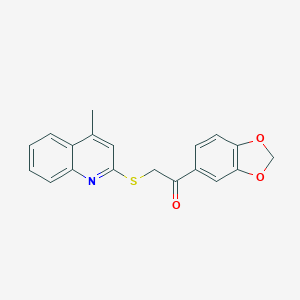 molecular formula C19H15NO3S B258542 1-(1,3-Benzodioxol-5-yl)-2-(4-methylquinolin-2-yl)sulfanylethanone 