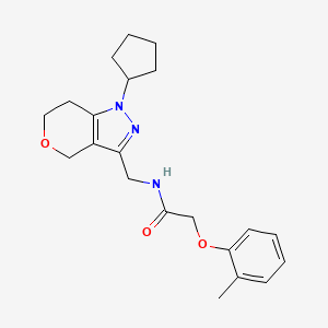 molecular formula C21H27N3O3 B2585423 N-((1-环戊基-1,4,6,7-四氢吡喃并[4,3-c]吡唑-3-基)甲基)-2-(邻甲苯氧基)乙酰胺 CAS No. 1798623-32-1