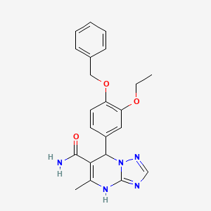 molecular formula C22H23N5O3 B2585440 7-[4-(Benzyloxy)-3-ethoxyphenyl]-5-methyl-4,7-dihydro[1,2,4]triazolo[1,5-a]pyrimidine-6-carboxamide CAS No. 536999-33-4