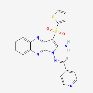 (E)-N1-(pyridin-4-ylmethylene)-3-(thiophen-2-ylsulfonyl)-1H-pyrrolo[2,3-b]quinoxaline-1,2-diamine