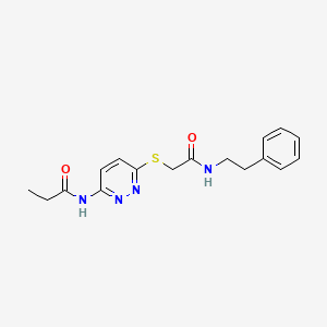 molecular formula C17H20N4O2S B2585447 N-(6-((2-oxo-2-(苯乙氨基)乙基)硫代)吡啶嗪-3-基)丙酰胺 CAS No. 1021135-69-2