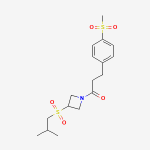 molecular formula C17H25NO5S2 B2585452 1-(3-(异丁磺酰)氮杂环丁-1-基)-3-(4-(甲磺酰)苯基)丙-1-酮 CAS No. 1797846-30-0