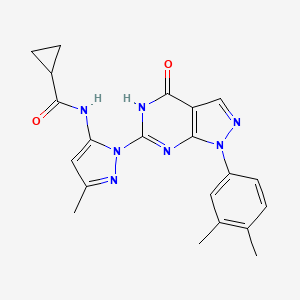 N-(1-(1-(3,4-dimethylphenyl)-4-oxo-4,5-dihydro-1H-pyrazolo[3,4-d]pyrimidin-6-yl)-3-methyl-1H-pyrazol-5-yl)cyclopropanecarboxamide