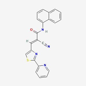 molecular formula C22H14N4OS B2585506 (E)-2-cyano-N-naphthalen-1-yl-3-(2-pyridin-2-yl-1,3-thiazol-4-yl)prop-2-enamide CAS No. 1181471-07-7