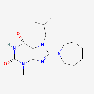 molecular formula C16H25N5O2 B2585508 8-(氮杂环庚-1-基)-7-异丁基-3-甲基-1H-嘌呤-2,6(3H,7H)-二酮 CAS No. 301355-18-0