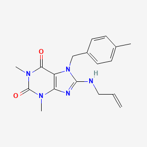 molecular formula C18H21N5O2 B2585509 8-(烯丙氨基)-1,3-二甲基-7-(4-甲基苄基)-1H-嘌呤-2,6(3H,7H)-二酮 CAS No. 375355-28-5