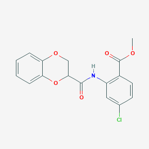 molecular formula C17H14ClNO5 B2585513 Methyl 4-chloro-2-(2,3-dihydrobenzo[b][1,4]dioxine-2-carboxamido)benzoate CAS No. 868153-68-8