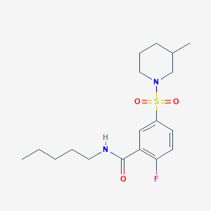 molecular formula C18H27FN2O3S B2585516 2-fluoro-5-((3-methylpiperidin-1-yl)sulfonyl)-N-pentylbenzamide CAS No. 451473-63-5