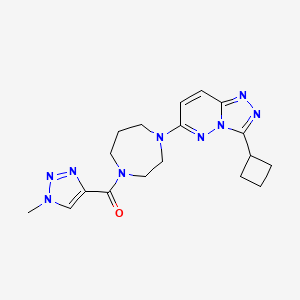 molecular formula C18H23N9O B2585518 [4-(3-Cyclobutyl-[1,2,4]triazolo[4,3-b]pyridazin-6-yl)-1,4-diazepan-1-yl]-(1-methyltriazol-4-yl)methanone CAS No. 2380070-65-3