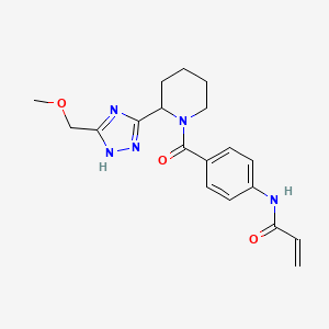 molecular formula C19H23N5O3 B2585527 N-[4-[2-[5-(Methoxymethyl)-1H-1,2,4-triazol-3-yl]piperidine-1-carbonyl]phenyl]prop-2-enamide CAS No. 2361839-94-1