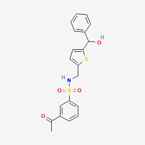 molecular formula C20H19NO4S2 B2585533 3-acetyl-N-((5-(hydroxy(phenyl)methyl)thiophen-2-yl)methyl)benzenesulfonamide CAS No. 1797192-14-3