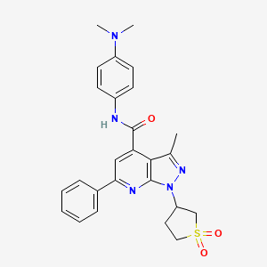molecular formula C26H27N5O3S B2585534 N-(4-(dimethylamino)phenyl)-1-(1,1-dioxidotetrahydrothiophen-3-yl)-3-methyl-6-phenyl-1H-pyrazolo[3,4-b]pyridine-4-carboxamide CAS No. 1021119-34-5