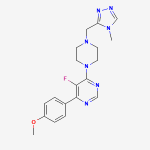 molecular formula C19H22FN7O B2585537 5-Fluoro-4-(4-methoxyphenyl)-6-[4-[(4-methyl-1,2,4-triazol-3-yl)methyl]piperazin-1-yl]pyrimidine CAS No. 2380078-19-1