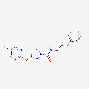 molecular formula C18H21FN4O2 B2585568 3-((5-fluoropyrimidin-2-yl)oxy)-N-(3-phenylpropyl)pyrrolidine-1-carboxamide CAS No. 2034579-14-9