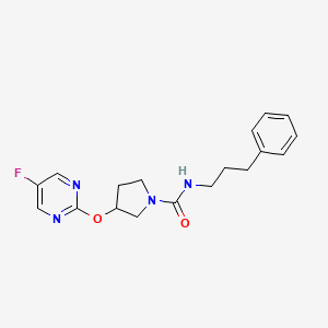 molecular formula C18H21FN4O2 B2585568 3-((5-氟嘧啶-2-基)氧基)-N-(3-苯基丙基)吡咯烷-1-甲酰胺 CAS No. 2034579-14-9