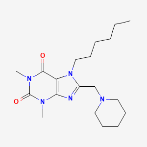 7-Hexyl-1,3-dimethyl-8-(piperidin-1-ylmethyl)purine-2,6-dione