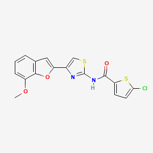 molecular formula C17H11ClN2O3S2 B2585573 5-chloro-N-[4-(7-methoxy-1-benzofuran-2-yl)-1,3-thiazol-2-yl]thiophene-2-carboxamide CAS No. 921566-32-7