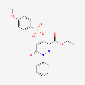 molecular formula C20H18N2O7S B2585575 Ethyl 4-(((4-methoxyphenyl)sulfonyl)oxy)-6-oxo-1-phenyl-1,6-dihydropyridazine-3-carboxylate CAS No. 899959-12-7